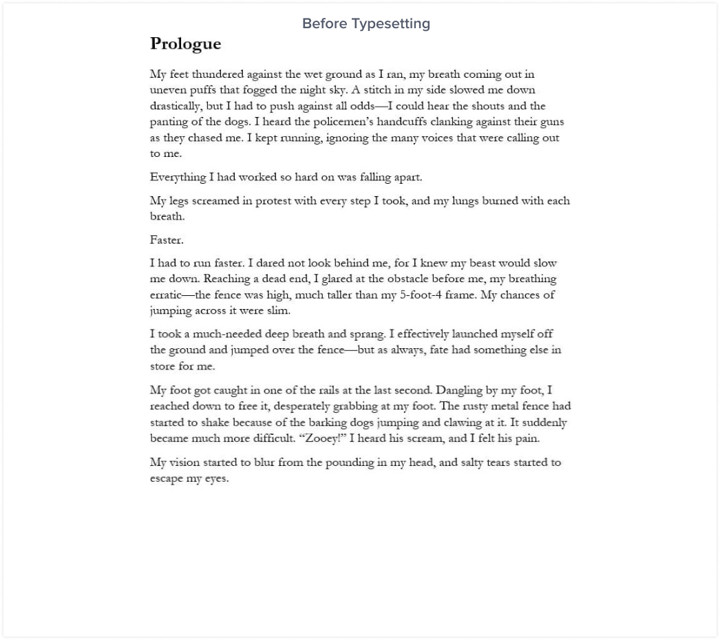 Typesetting sample before