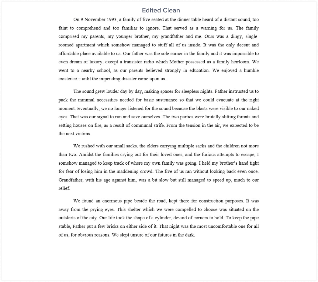 Editing and proofreading Sample Edited (Clean)